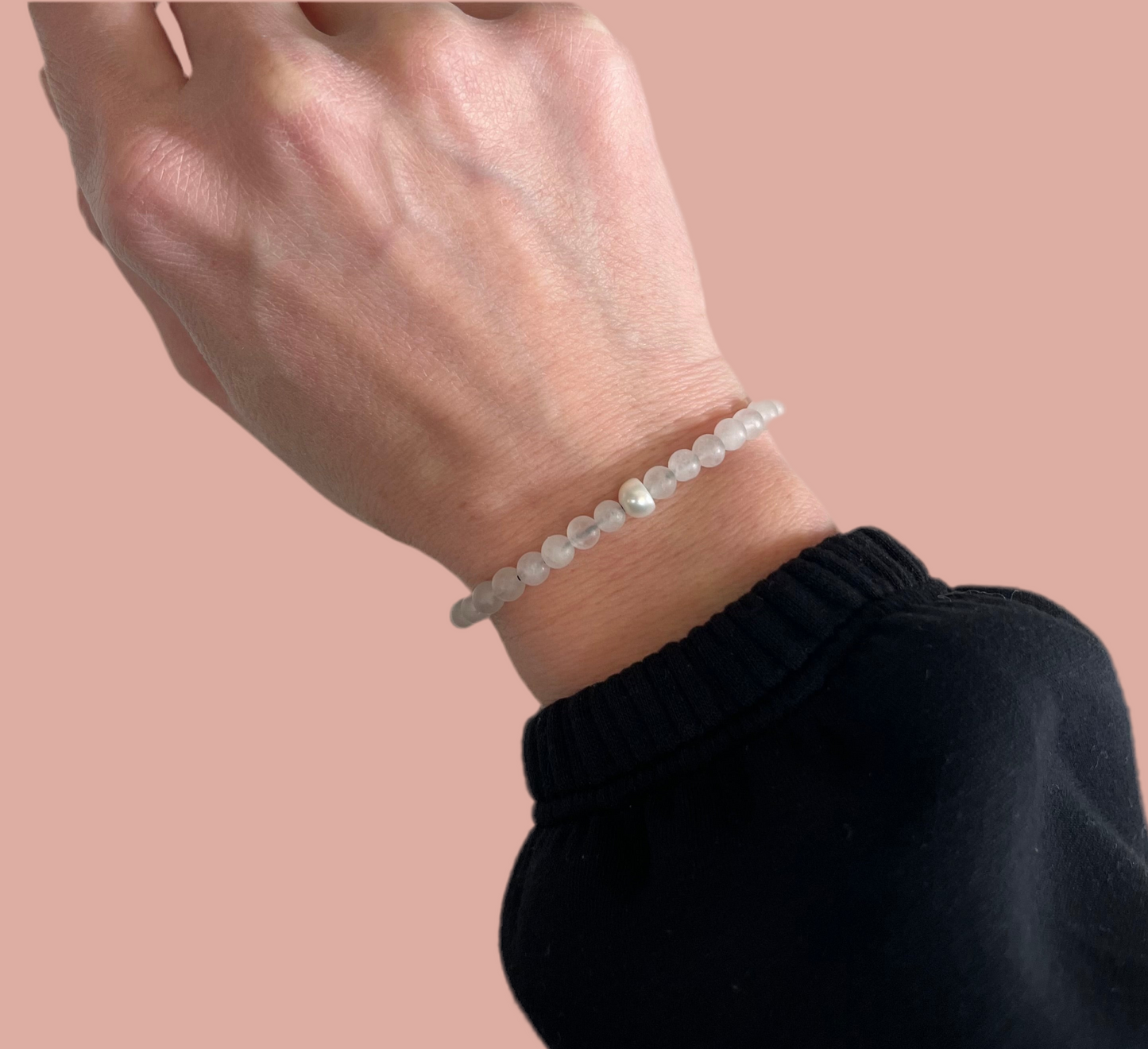 Rose Quartz Bracelet with Freshwater Pearl Accent