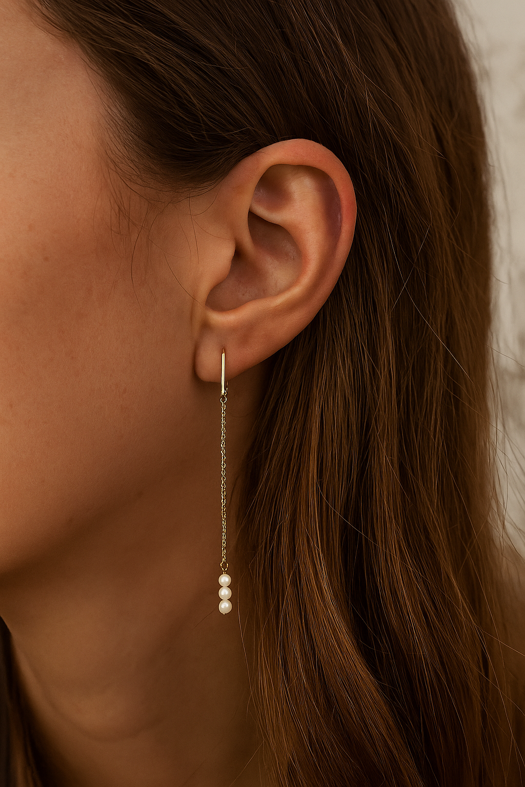 Golden Fresh Water Pearl Drop Earrings