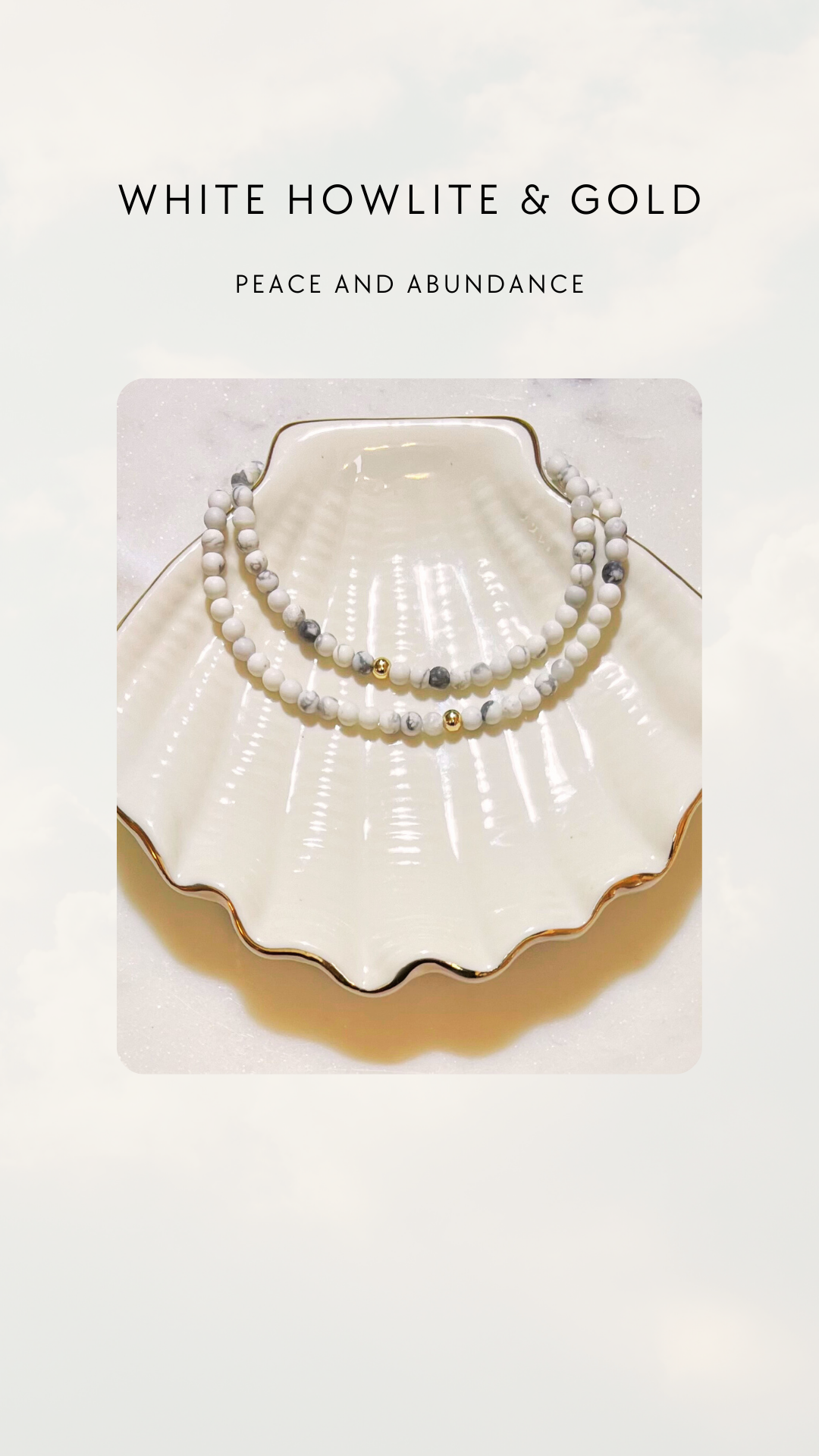 White Howlite Bracelet with 14k Gold accent