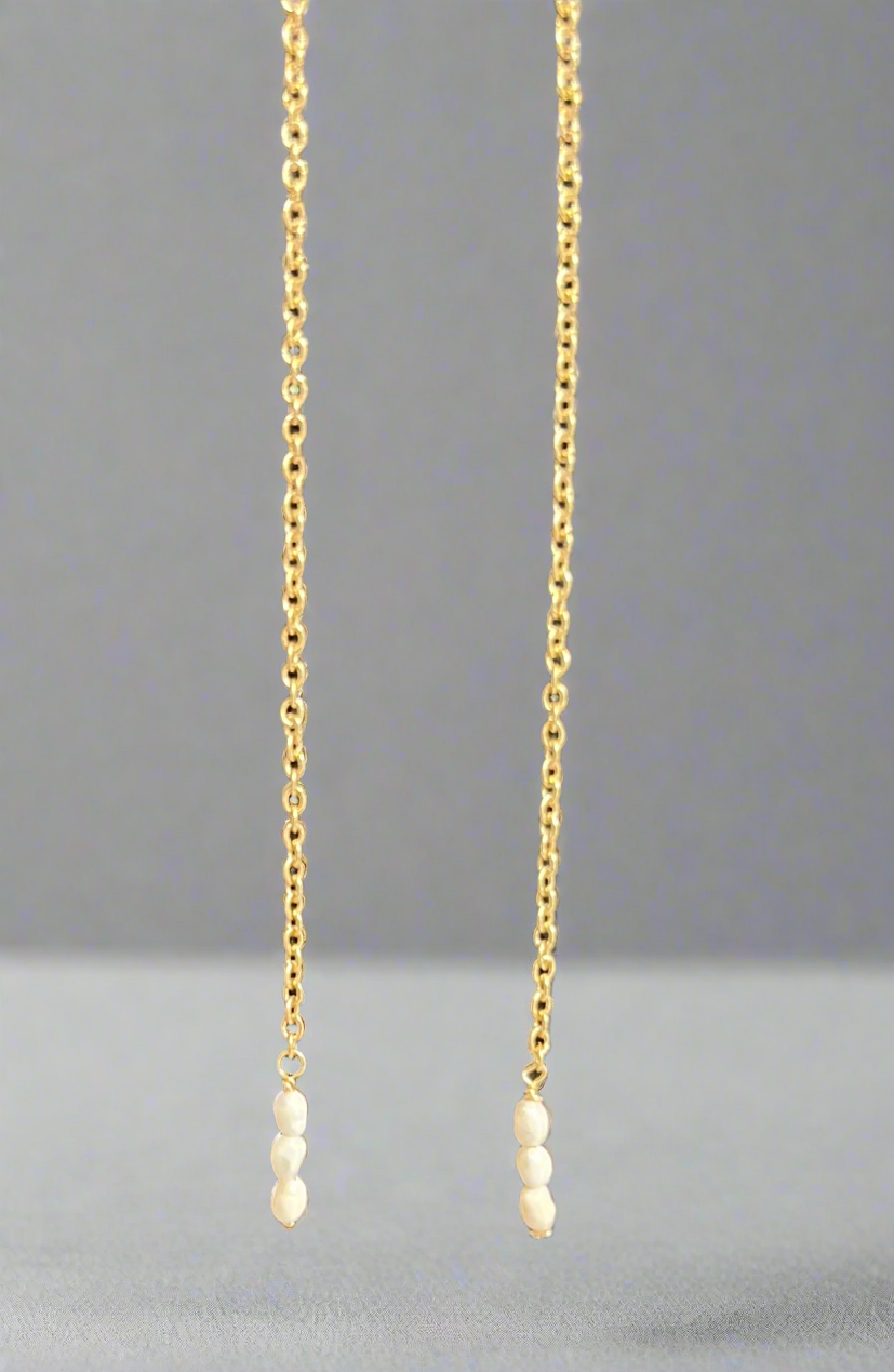 Golden Fresh Water Pearl Drop Earrings