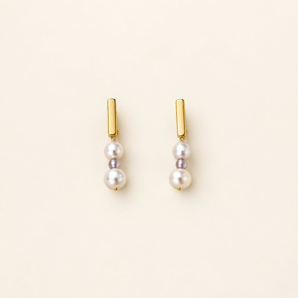 Freshwater, pearl and gold earrings