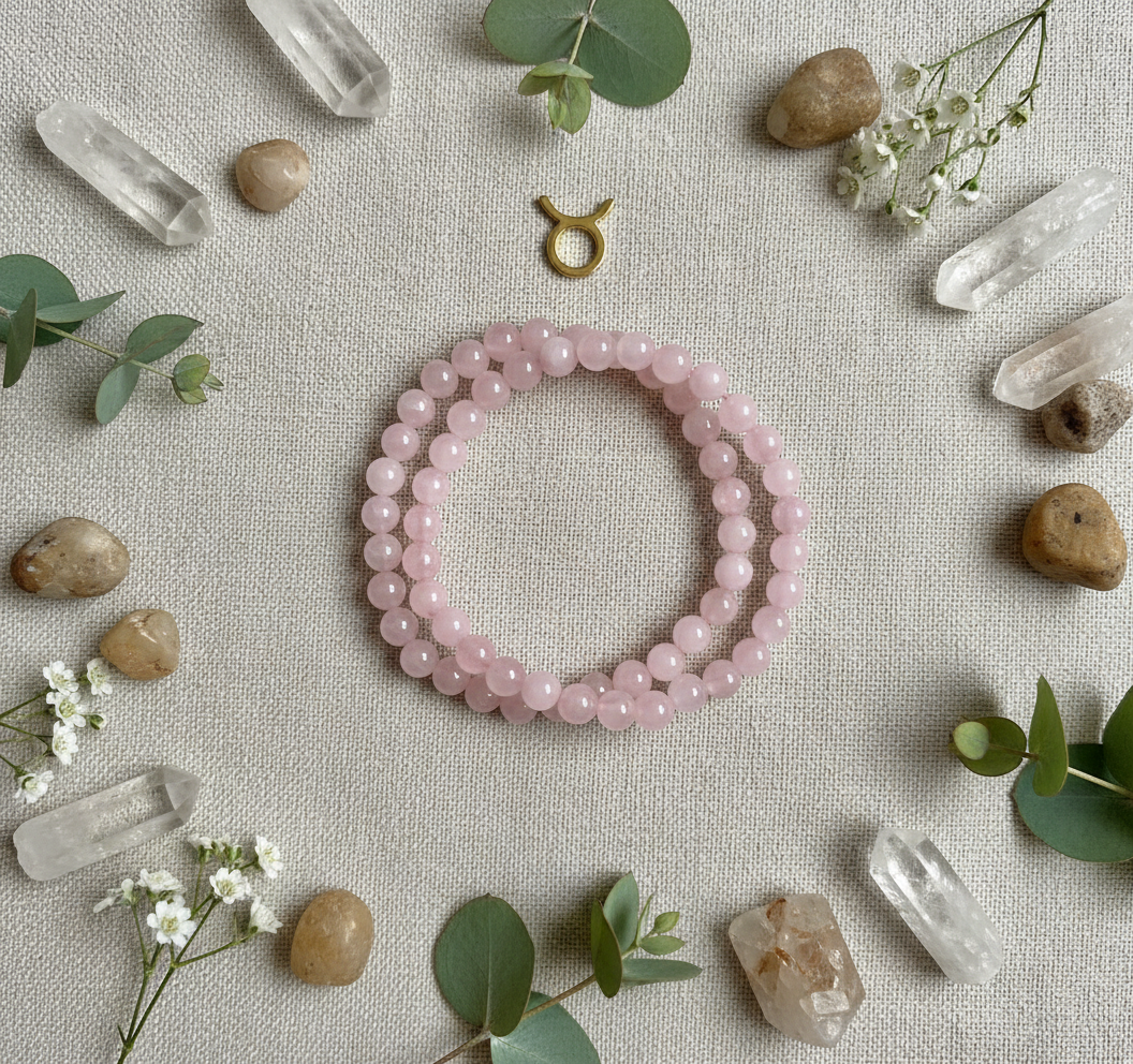 Taurus  - Natural Rose Quartz Bracelet