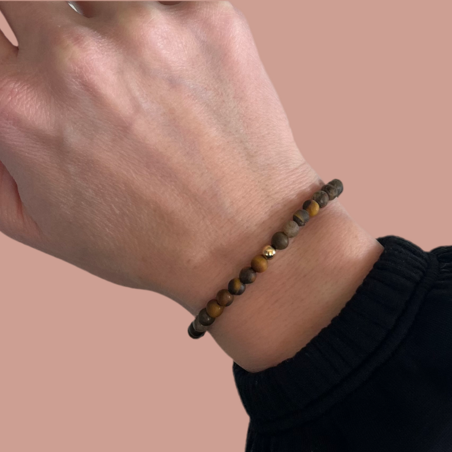 Tigers Eye Bracelet with 14K Gold Accent