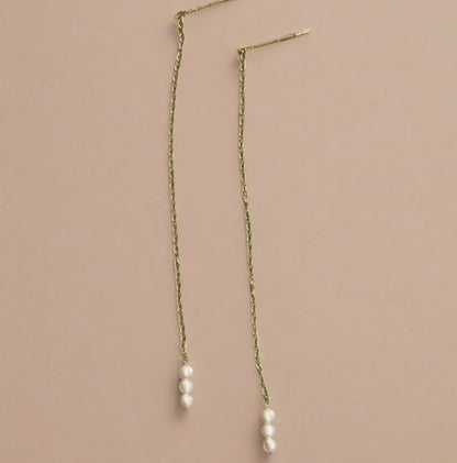 Golden Fresh Water Pearl Drop Earrings