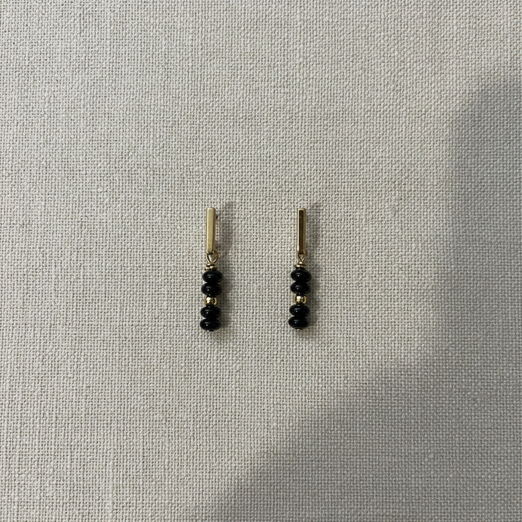 Black Onyx and gold earrings