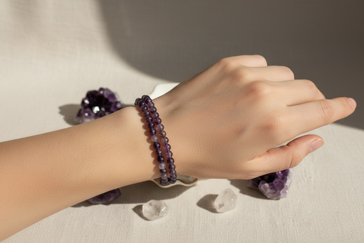 Amethyst Bracelet with 14k Gold Accent