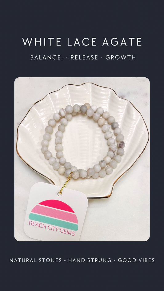 White Lace Agate Bracelet