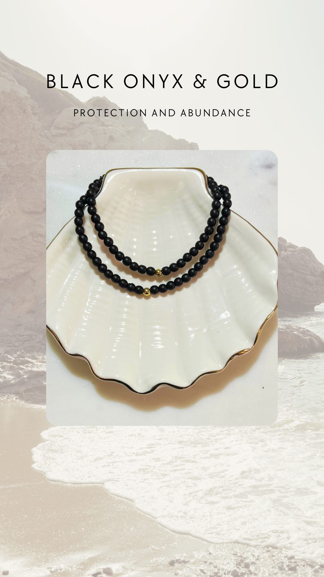 Black Onyx Bracelet with 14K Gold Accent
