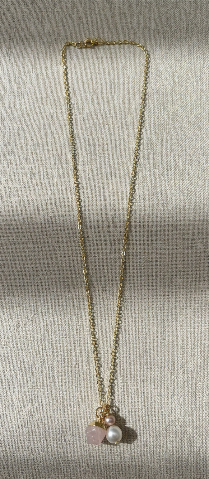 Pearl & Rose Quartz necklace