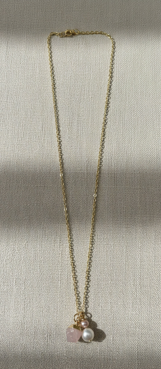 Pearl & Rose Quartz necklace