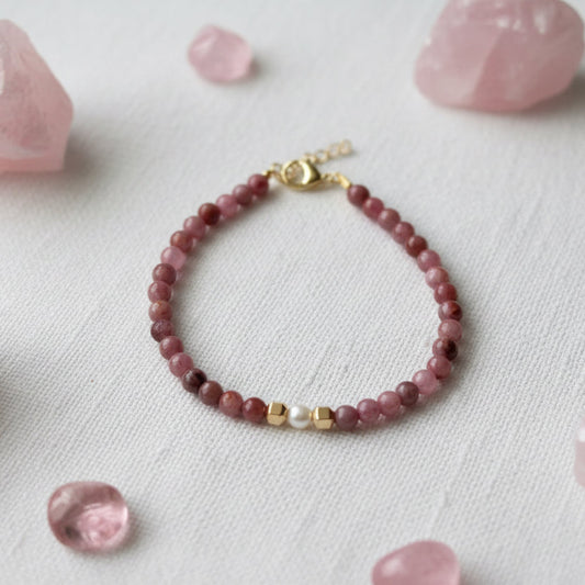 Crackled Clear Quartz & Pearl Bracelet