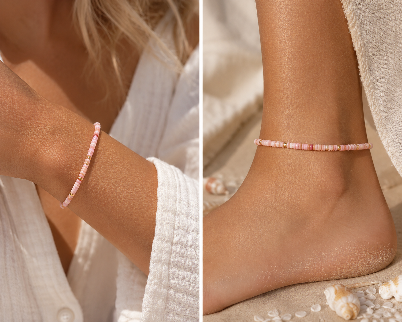 Sun washed Shell - Anklet and Bracelet