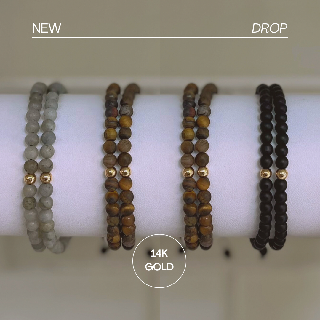 Black Onyx Bracelet with 14K Gold Accent