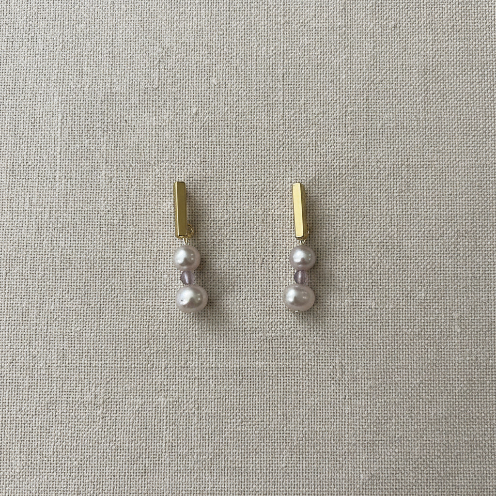 Freshwater, pearl and gold earrings