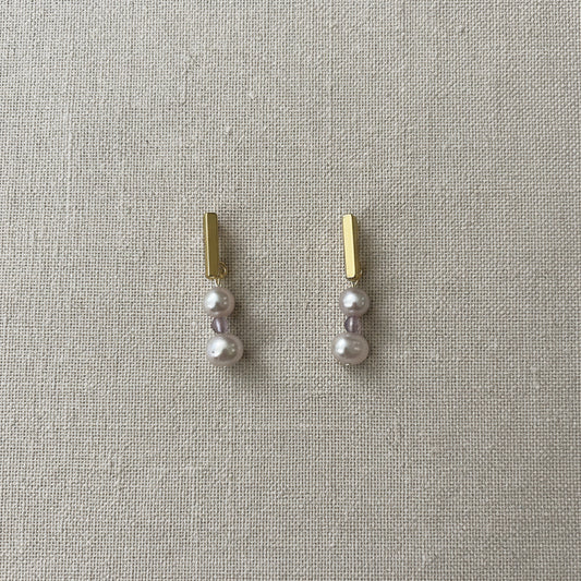 Freshwater, pearl and gold earrings